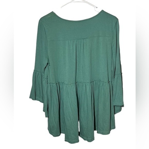 Green Laurie Felt Bohemian Knit Top Keyhole Neck Size M - Picture 3 of 4